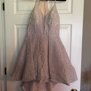 B.Darlin tan with lace overlay cocktail dress . . Excellent condition